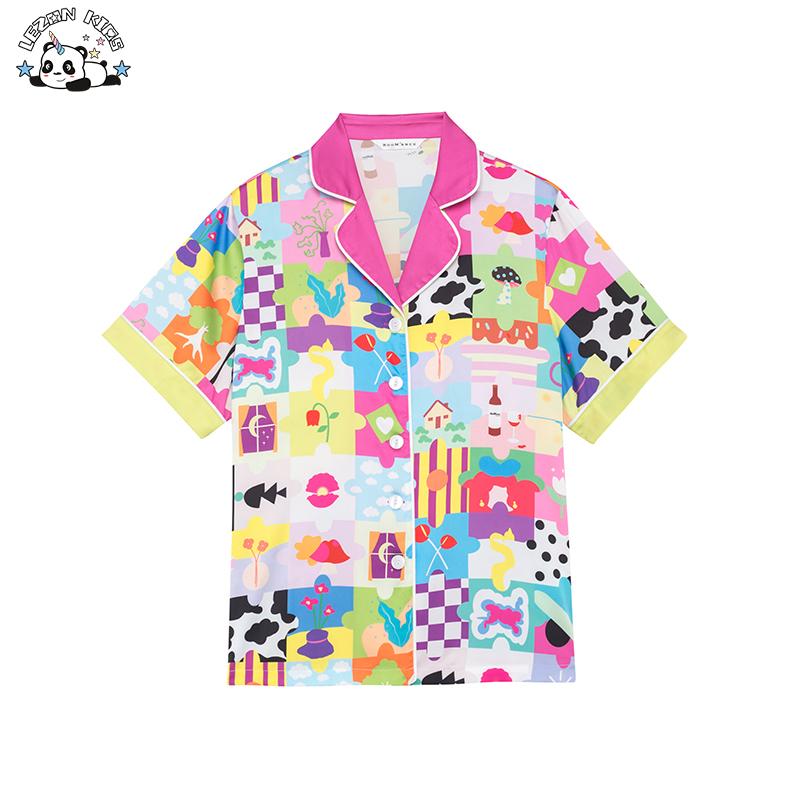 Wholesale Custom Sleep Wear Casual Home Clothing Two Piece Set Children’s Cartoon Printed Pajamas for Kid Boys and Girls