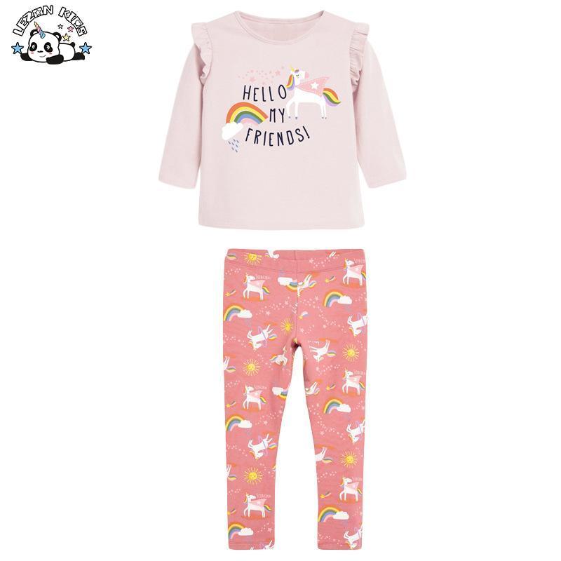 Baby Girls Clothes Spring Autumn Unicorn Ruffle Long Sleeve Rainbow Elastic Pant