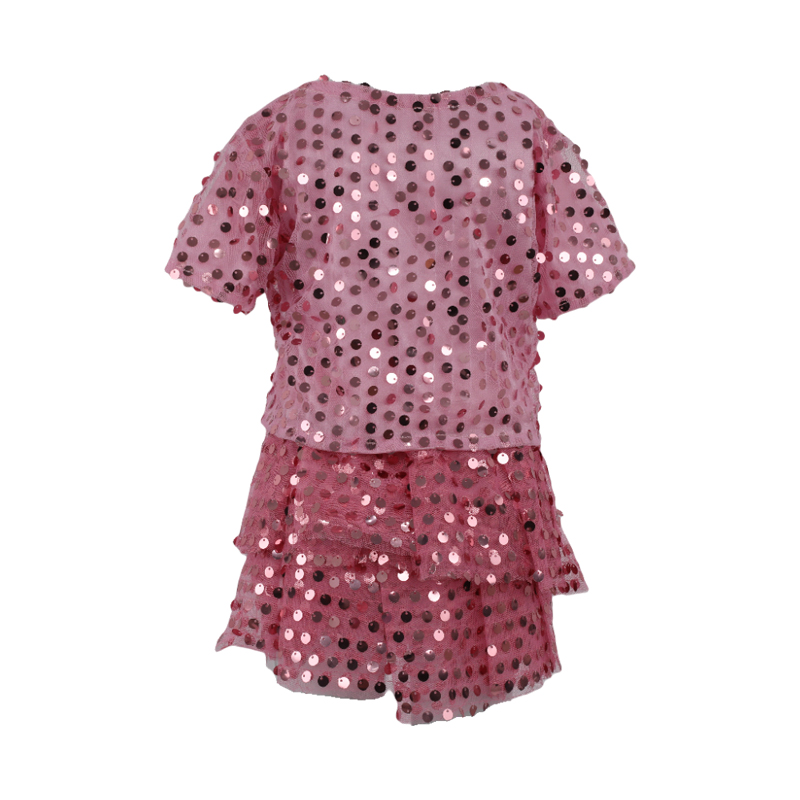 Pink Glittery Short – Sleeve Set