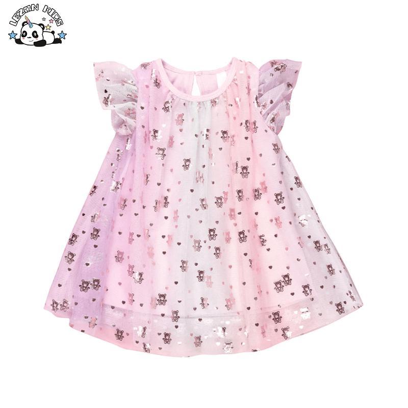 Customizable Fashion Style Silver Foiled Printing Ruffle Sleeves Princess Dress
