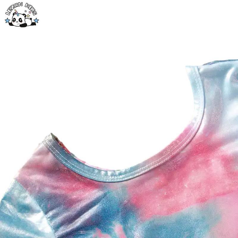 Customizable Children’s Clothing Set Summer Girl Set Tie Dye Short Sleeve T-shirt Sequin Tutu Skirt
