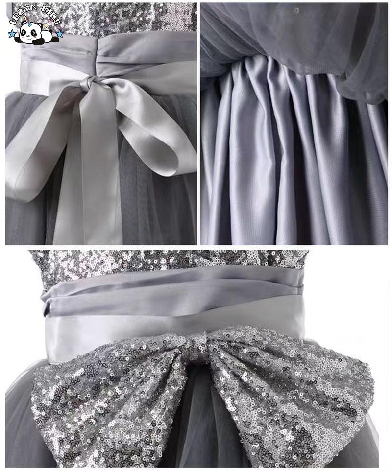 Custom Long Sleeved Trailing Sequins Mesh Poncho Girls Evening Dresses for Party Wear