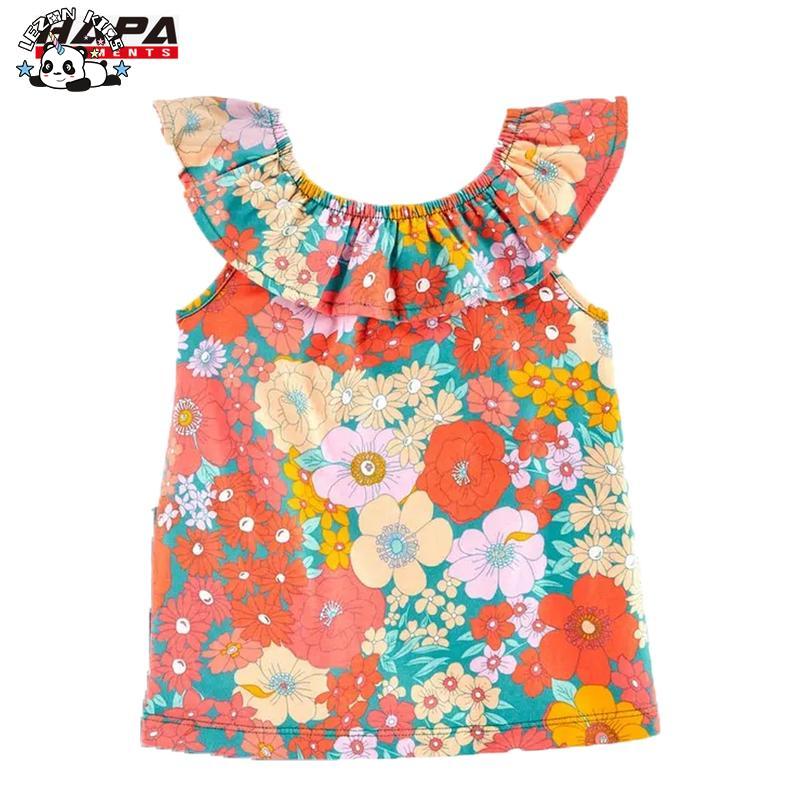 Customizable Direct Custom Lovely Cute Girl Flower Clothes Denim Short Holiday Beach Clothing Sets for Summer
