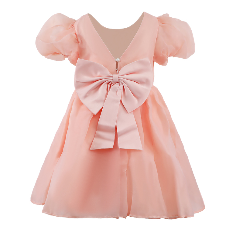 Girls pink dress with big bow